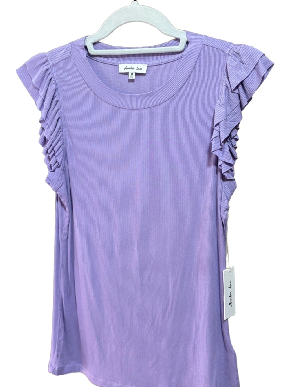 NWT Another Love Wisteria Ruffle Sleeve Ribbed Top